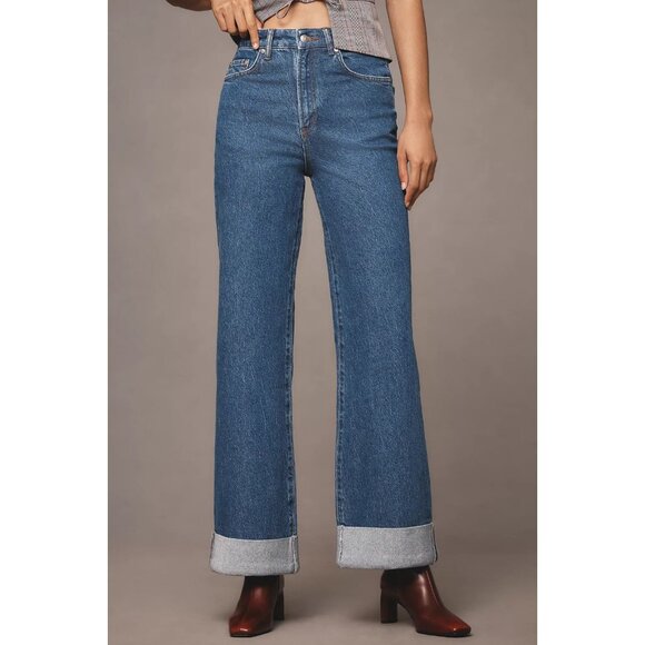 The Austyn High-Rise Cuffed Wide-Leg Jeans by Pilcro 31